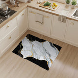 Black White Gold Marble Area Rug