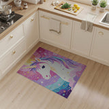 Magical Unicorn Kids Area Rug with Stars