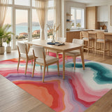 Vibrant Layered Waves Multi-Color Area Rug