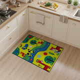 Vibrant Safari Animals Kids Cartoon Area Rug