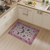 Pink Monarch Butterfly Floral Area Rug