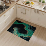 Teal Gold Wave Abstract Area Rug