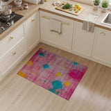 Vibrant Pink Teal Yellow Splatter Abstract Area Rug
