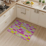 Vibrant Pink Yellow Geometric Patchwork Rug