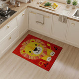 Cute Cartoon Lion Kids Area Rug with Music Notes