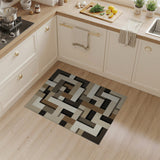 Layered Geometric Beige Neutral Area Rug