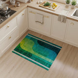 Bold Geometric Abstract Area Rug in Green Teal