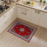 Red Teal Traditional Persian Floral Area Rug