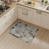 Teal Neutral Geometric Modern Area Rug