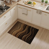 ODIKA Modern Abstract Wave Brown Washable Rug - Low Pile, Non-Slip & Pet-Friendly Area Rug