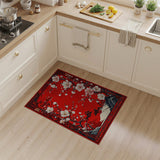 Red Plum Blossom Chinese Landscape Area Rug