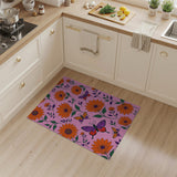 Orange Sunflower Butterfly Pink Area Rug