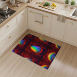 Red Rainbow Curtain Stage Area Rug