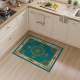 Traditional Persian Blue and Teal Ornate Teal Gold Medallion Area Rug