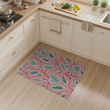 Whimsical Pink Teal Leaf Vine Area Rug