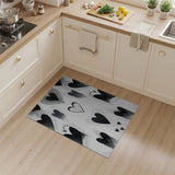 Black White Abstract Hearts Area Rug