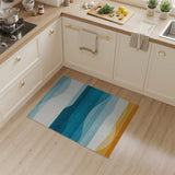 Blue and Teal Teal Ocean Waves Abstract Area Rug
