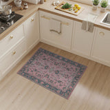 Pink Pink Teal Floral Persian Area Rug