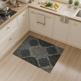 Elegant Grey Gold Lace Mandala Area Rug