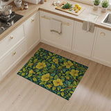 Lush Yellow Blossoms Green Foliage Area Rug