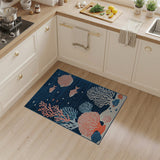 Navy Blue Coral Reef Striped Fish Area Rug