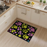 Playful Paw Print Kids Area Rug in Pink Yellow