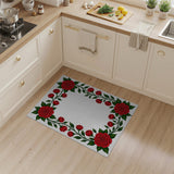 Red Rose Vine Border Area Rug