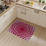Pink Vibrant Pink Wavy Geometric Area Rug