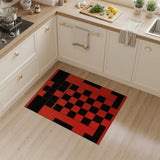 Geometric Modern Bold Red Black Checkerboard Area Rug