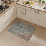 Teal Seahorses Coastal Area Rug