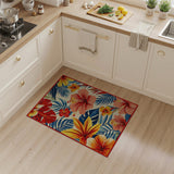Vibrant Hibiscus Palm Leaf Coastal Area Rug