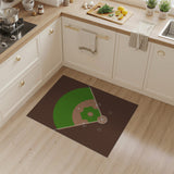 Geometric Modern Green Baseball Diamond Field Area Rug
