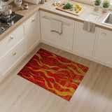Red Fiery Flame Abstract Area Rug