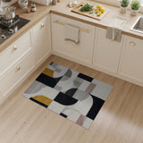 Washable Abstract Geometric Area Rug - Modern Gold & Black Low Pile Non-Slip Rug