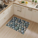ODIKA Washable Pebble Stone Pattern Area Rug, Low Pile Non-Slip Nature Inspired Floor Mat