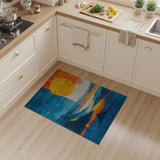 Geometric Sunset Mountain Landscape Rug