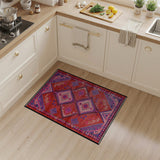 Vibrant Red Geometric Tribal Area Rug