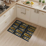 Moroccan Arched Navy Rug with Gold Mythical Beasts