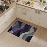 Abstract Area Purple Grey Abstract Wave Area Rug