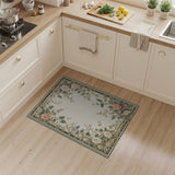 Pink Peony Green Border Floral Area Rug