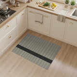 Beige Woven Area Rug with Bold Black Stripe