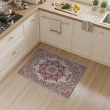 Vintage Pink Floral Mandala Pink Area Rug