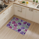 Floral Vintage Purple Tulip Floral Area Rug