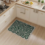 Green Abstract Wavy Line Area Rug