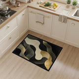 Gold Flowing Waves Abstract Area Rug