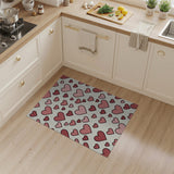 Pink Kids Cartoon Playful Pink Hearts Scatter Area Rug