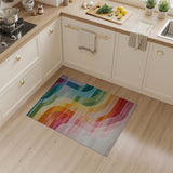 Vibrant Multi-Color Wavy Abstract Multi-color and Patterns Area Rug