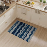 Blue Wavy Ocean Wave Area Rug