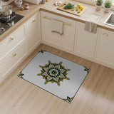 Ornate Green Gold Mandala Area Rug