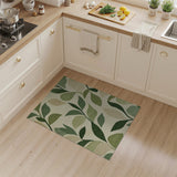 Green Green Botanical Leaves Area Rug